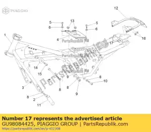 Piaggio Group GU98084425 tornillo hexagonal m8x25 - Lado inferior