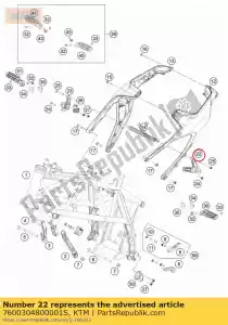 ktm 7600304800001S soporte del reposapiés trasero l / s - Lado inferior