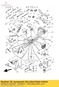 yamaha 5KM821160000 wire, minus lead - Bottom side