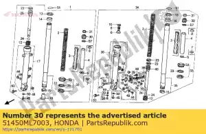 Honda 51450ML7003 boulon assy., fr. fourchette - La partie au fond