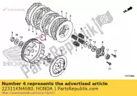 22311KN4680, Honda, plaat, koppeling honda  (a) general export kph england (b) (j) type 2 japan hc06-100 (n) 1993 (p) spain ca cb cg clr cr fwd (d) nsr nsr mini hrc japan nx p (a) netherlands pa mb5 (z) netherlands r (v) portugal rf (d) s (f) netherlands s (p) netherlands / bel s 19 (a) sd (, Nieuw