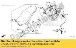 Ici, vous pouvez commander le caoutchouc, réglage du siège auprès de Honda , avec le numéro de pièce 77205MFE670: