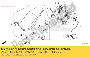 honda 77205MFE670 caoutchouc, réglage du siège - La partie au fond