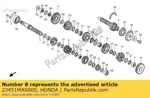 Honda 23451MAS000 gear, mainshaft third & f - Bottom side