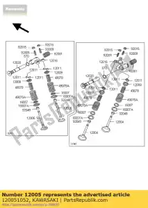 Kawasaki 120051052 valve-exhaust - Bottom side