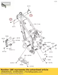 Here you can order the bolt-upset-wp,6x20 from Kawasaki, with part number 186BA0620: