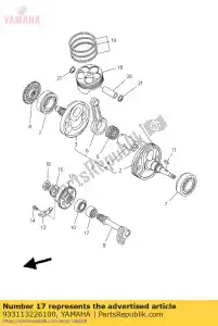 yamaha 933113226100 rolamento, cilíndrico (1nt) - Lado inferior