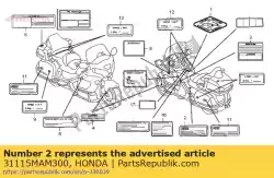 Tutaj możesz zamówić etykieta, a. C. Kabel generatora od Honda , z numerem części 31115MAM300: