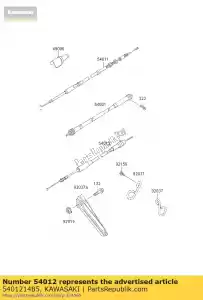 Kawasaki 540121485 acelerador de cabo - Lado inferior