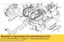 Ici, vous pouvez commander le corps, r. Sacoche * nh1z * (nh1z blackz) auprès de Honda , avec le numéro de pièce 81211MCAA60ZB: