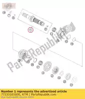 77233101000, KTM, main shaft cpl. 14 t. gasgas husqvarna ktm  exc freeride xcf 250 300 350 2012 2014 2015 2016 2017 2018 2019 2020 2021 2022, New