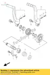 Here you can order the shaft,kickstart from Suzuki, with part number 2621127C02: