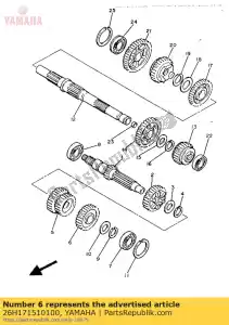 Yamaha 26H171510100 engranaje, quinto piñón - Lado inferior