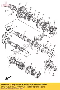 Yamaha 4JH171510000 engranaje, 5 ° piñón (21t) - Lado inferior