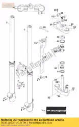 Here you can order the bottom triple clamp14mm/d=50mm from KTM, with part number 50301032014: