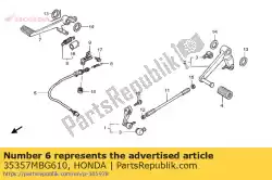 Ici, vous pouvez commander le ressort, interrupteur d'arrêt auprès de Honda , avec le numéro de pièce 35357MBG610: