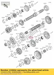 kawasaki 132621258 01 marcha, salida 4a, 25t - Lado inferior