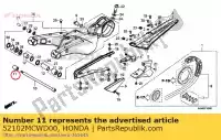 52102MCWD00, Honda, écrou, pivot de bras oscillant honda  cbr vfr 600 800 2002 2003 2004 2005 2006 2007 2008 2009 2010 2011 2012 2013 2017, Nouveau