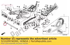 honda 52102MCWD00 tuerca, pivote basculante - Lado inferior