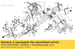 Aqui você pode pedir o ficar, r. Capuz do meio em Honda , com o número da peça 30511MZ7000: