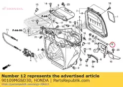 Ici, vous pouvez commander le boulon, charnière auprès de Honda , avec le numéro de pièce 90109MGSD30: