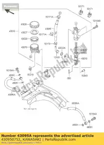 Kawasaki 430950752 frein-tuyau, rr, l = 748 - La partie au fond