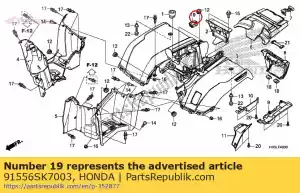 Honda 91556SK7003 clip, kabelboom (zwart - Onderkant