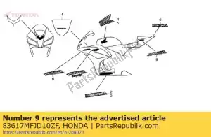 Honda 83617MFJD10ZF mark, rr. seat cowl *type - Bottom side