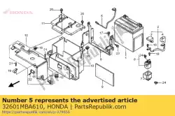 Aqui você pode pedir o cabo, terra da bateria em Honda , com o número da peça 32601MBA610: