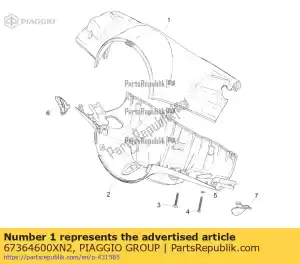 Piaggio Group 67364600XN2 couvercle supérieur du guidon - La partie au fond