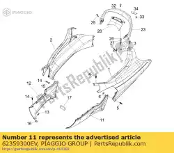 Here you can order the left spoiler from Piaggio Group, with part number 62359300EV: