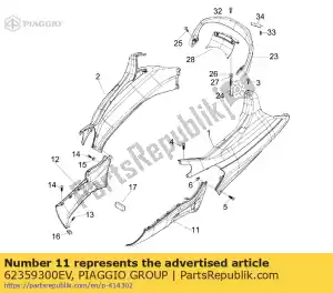 Piaggio Group 62359300EV left spoiler - Bottom side