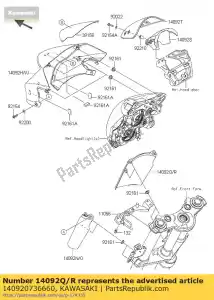 Kawasaki 140920736660 cover,fork,rh,m.s.black - Bottom side