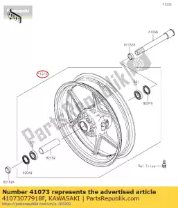 kawasaki 41073077918F 01 conjunto de rueda, fr, g. negro - Lado inferior