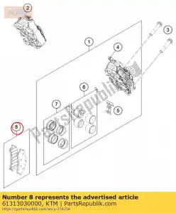 ktm 61313030000 juego de pastillas de freno brm10a-hh - Lado inferior