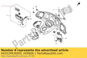 honda 64251MCA000 conjunto da capa, interruptor de combinação - Lado inferior