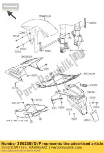 Kawasaki 350231597725 fender-rear,inner,titani - Bottom side