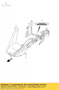 suzuki 6828110GC0YSS emblème, poignée r - La partie au fond