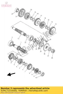 yamaha 5UM171510000 gear, 5th pinion - Bottom side