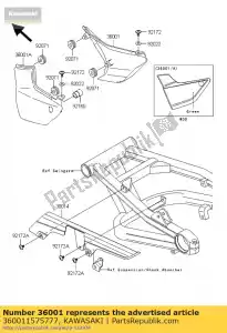 Kawasaki 360011575777 côté couverture, rh, l.green - La partie au fond