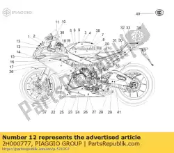 Aqui você pode pedir o decalque frontal da carenagem italia em Piaggio Group , com o número da peça 2H000777: