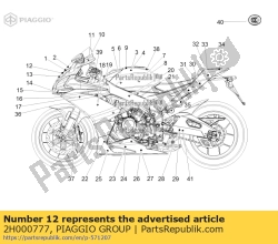 Aprilia 2H000777, Decalque frontal da carenagem italia, OEM: Aprilia 2H000777