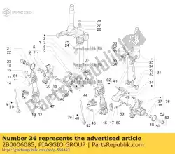 Ici, vous pouvez commander le l. Goupille et support d'amortisseur auprès de Piaggio Group , avec le numéro de pièce 2B0006085: