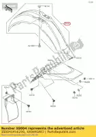 350041416290, Kawasaki, voorspatbord, l.groen kawasaki kx  a kx65 65 , Nieuw