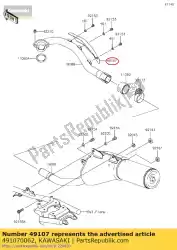 cover-uitlaatpijp van Kawasaki, met onderdeel nummer 491070062, bestel je hier online: