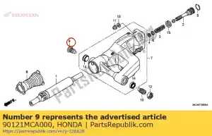 Honda 90121MCA000 parafuso, r. pivô do braço oscilante - Lado inferior