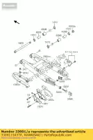 330011543TX, Kawasaki, Arm-comp-swing, zilver kx100-c1 kawasaki kx 80 85 1998 1999 2000 2001 2002, Nieuw