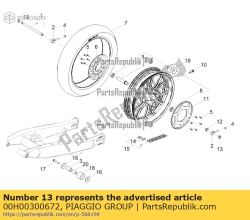 Aprilia 00H00300672, écrou, OEM: Aprilia 00H00300672