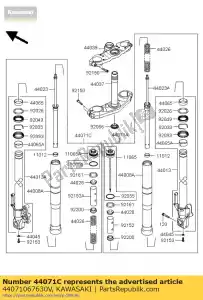 kawasaki 44071067630V amortiguador, horquilla, izquierda, gris kle65 - Lado inferior