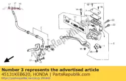Ici, vous pouvez commander le rester fr brk tuyau cla auprès de Honda , avec le numéro de pièce 45131KEB620: